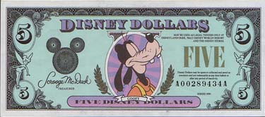 ディズニーのお金　5ドル