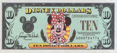 ディズニーのお金　10ドル