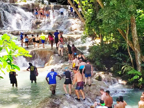 Montego Bay Dunn's River Falls Excursion with Cocktails and Lunch at Reggae Hill 